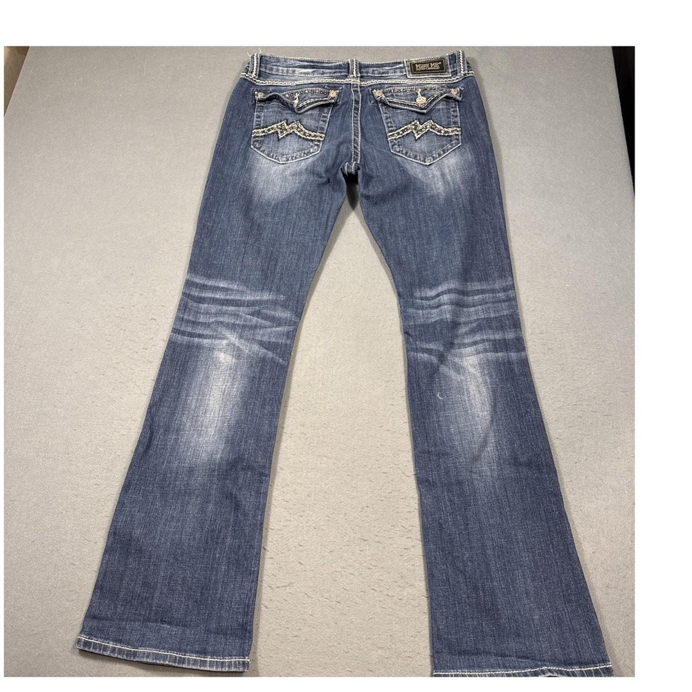 Miss Me jeans womens 33 eASY boot stretch jE1049EX embellished tHICK sTITCH - Picture 2 of 12